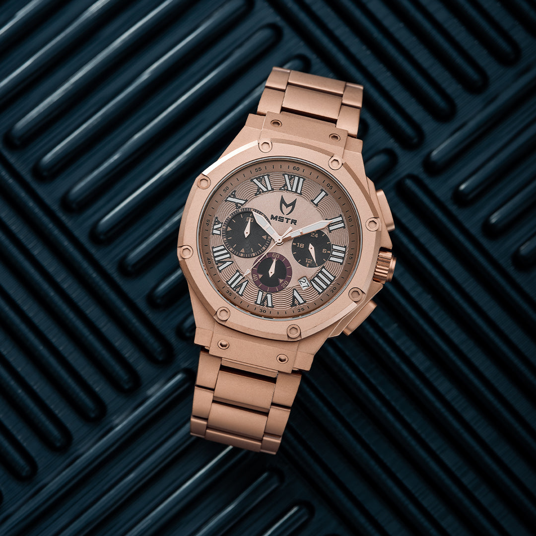 AM1029SS - AMBASSADOR ROSE GOLD / ROSE / STEEL BAND WATCH