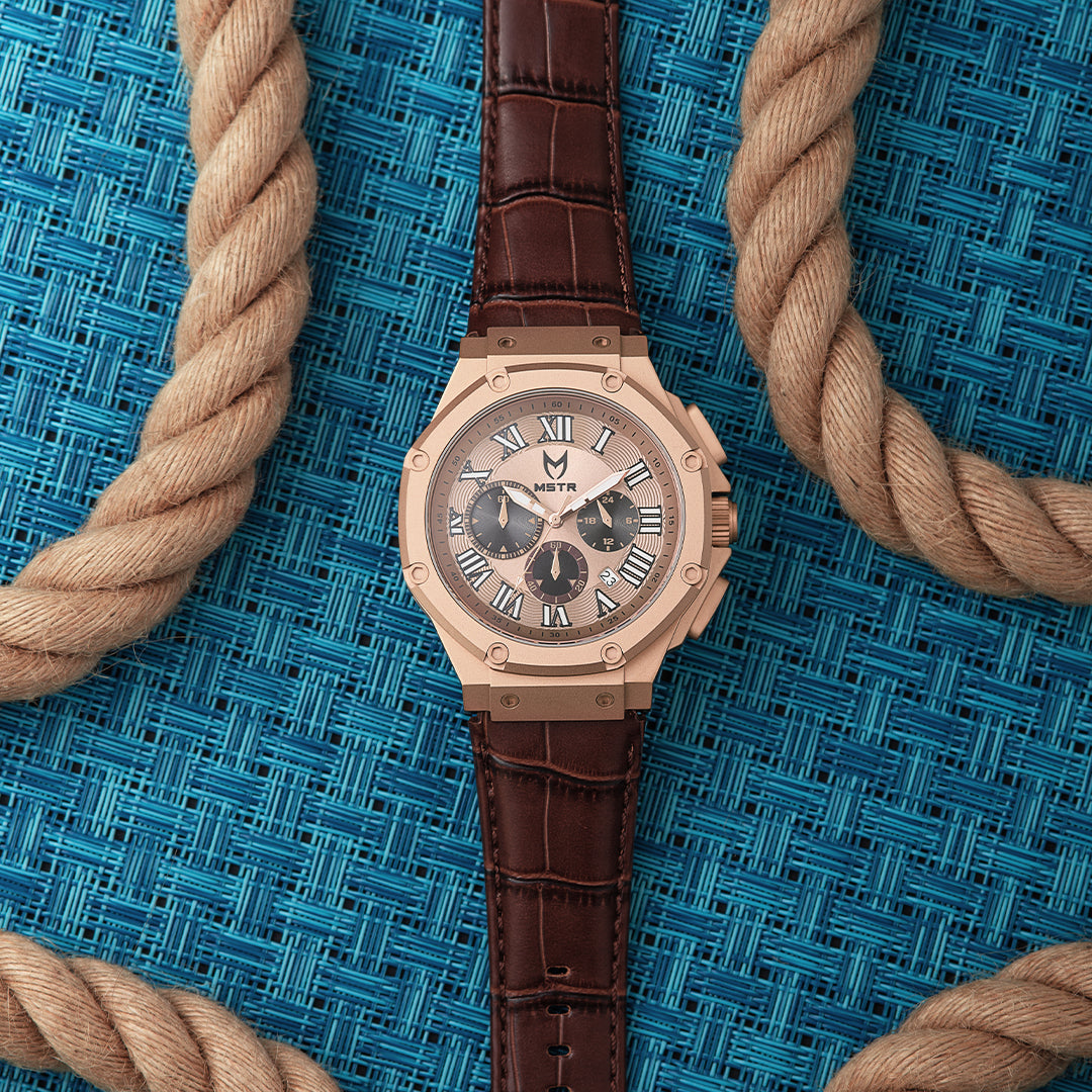 AM1029CB - AMBASSADOR ROSE GOLD / ROSE / CROC BAND WATCH