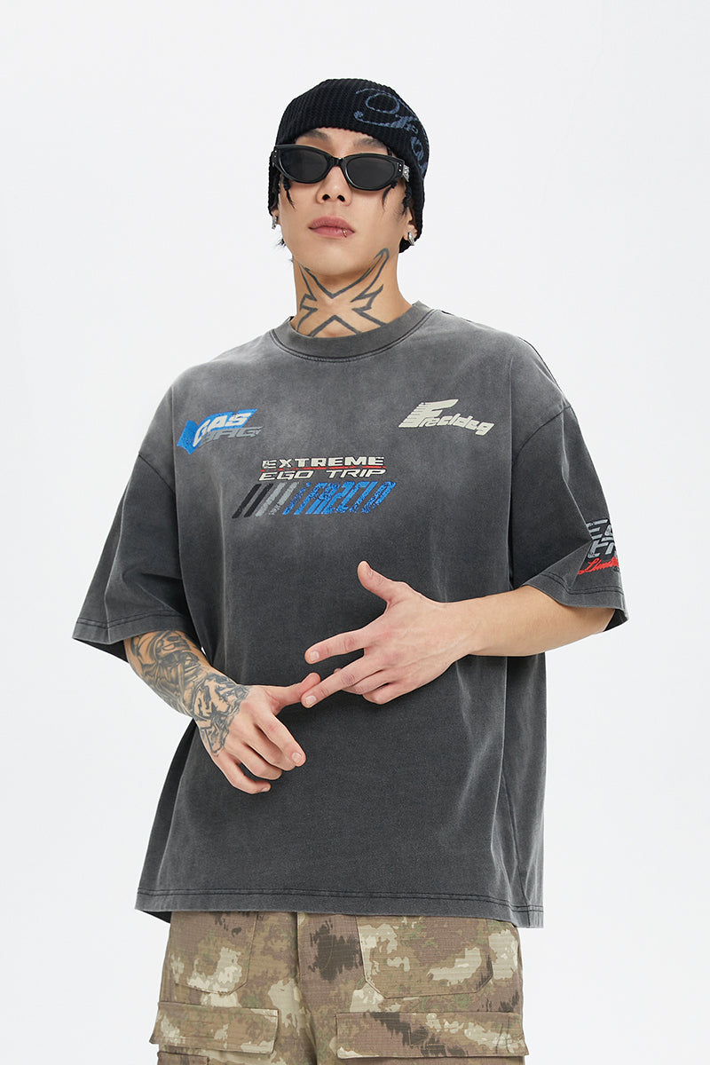 Washed Gradient Vintage Racing Tee