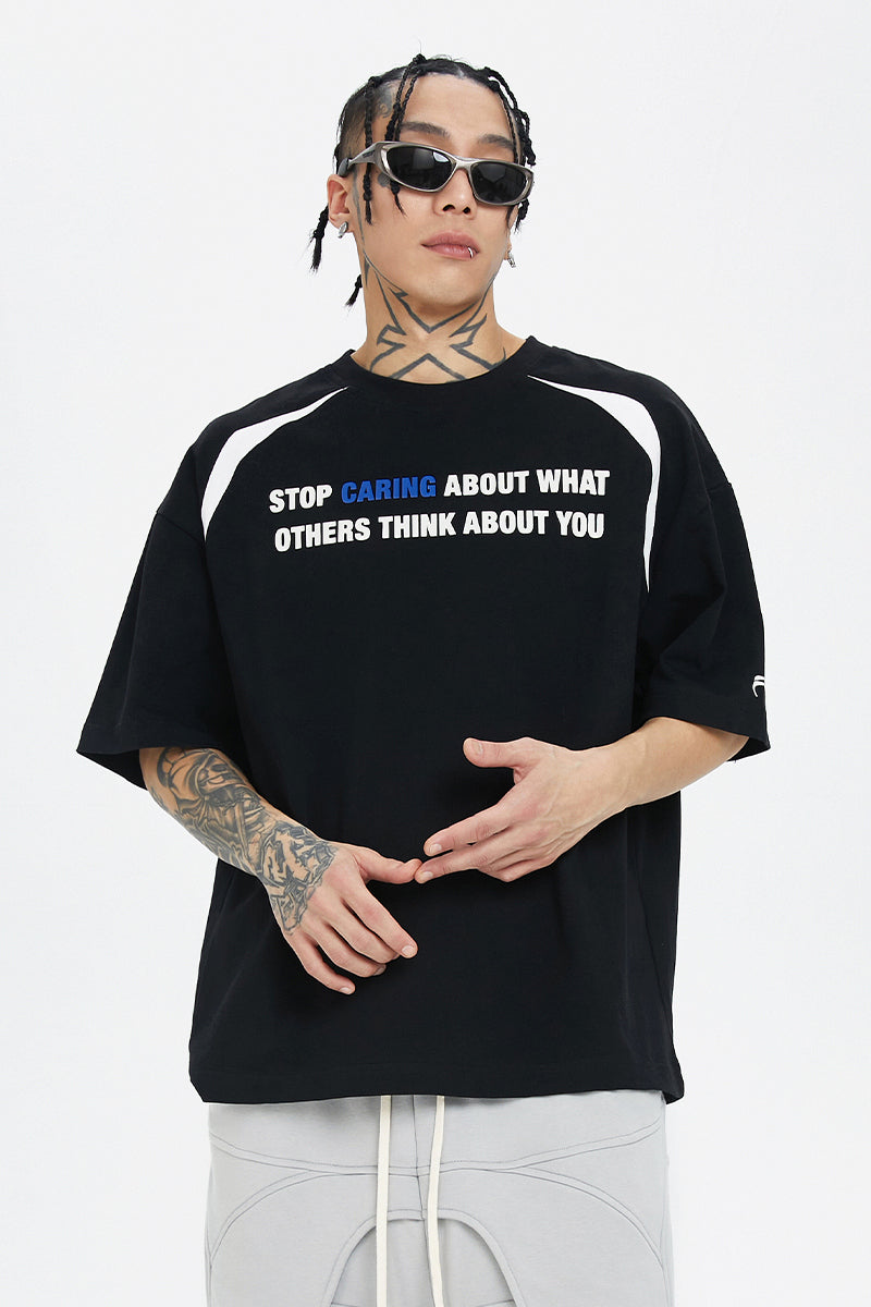 Basic Slogan Print Couple Tee