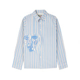 Striped Face Button Up Shirt [White]