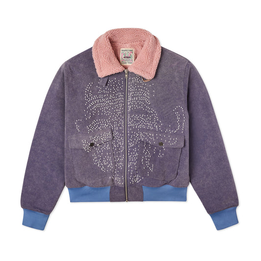 Beaded Face Canvas Bomber [Dark Purple]