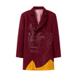 Beaded Portrait Peacoat [Burgundy]