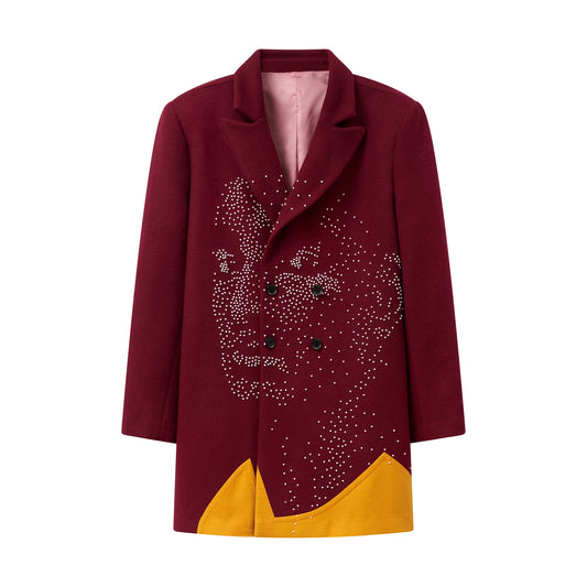 Beaded Portrait Peacoat [Burgundy]