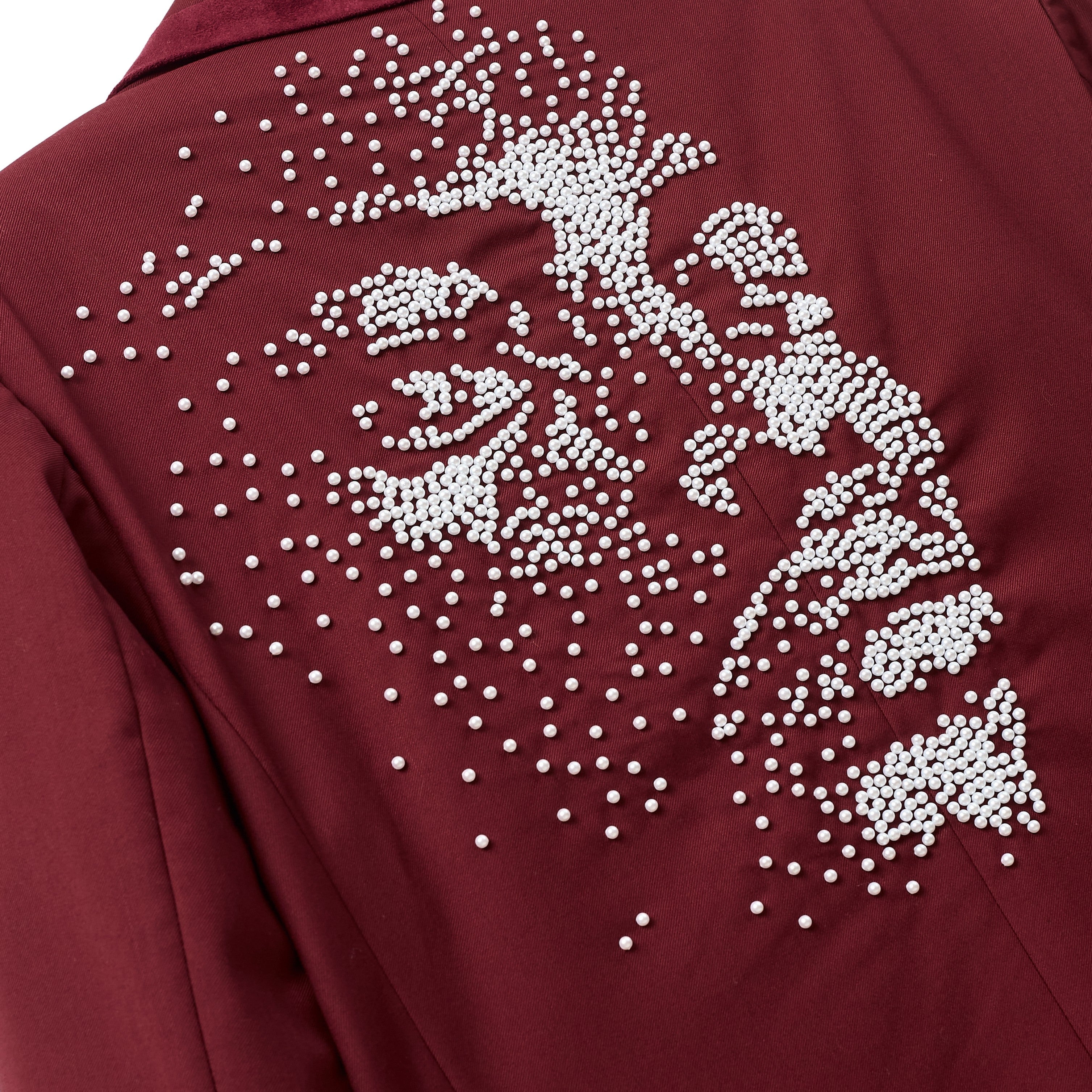 Embellished Faces Suit Top [Burgundy]