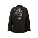 Embellished Faces Suit Top [Black]