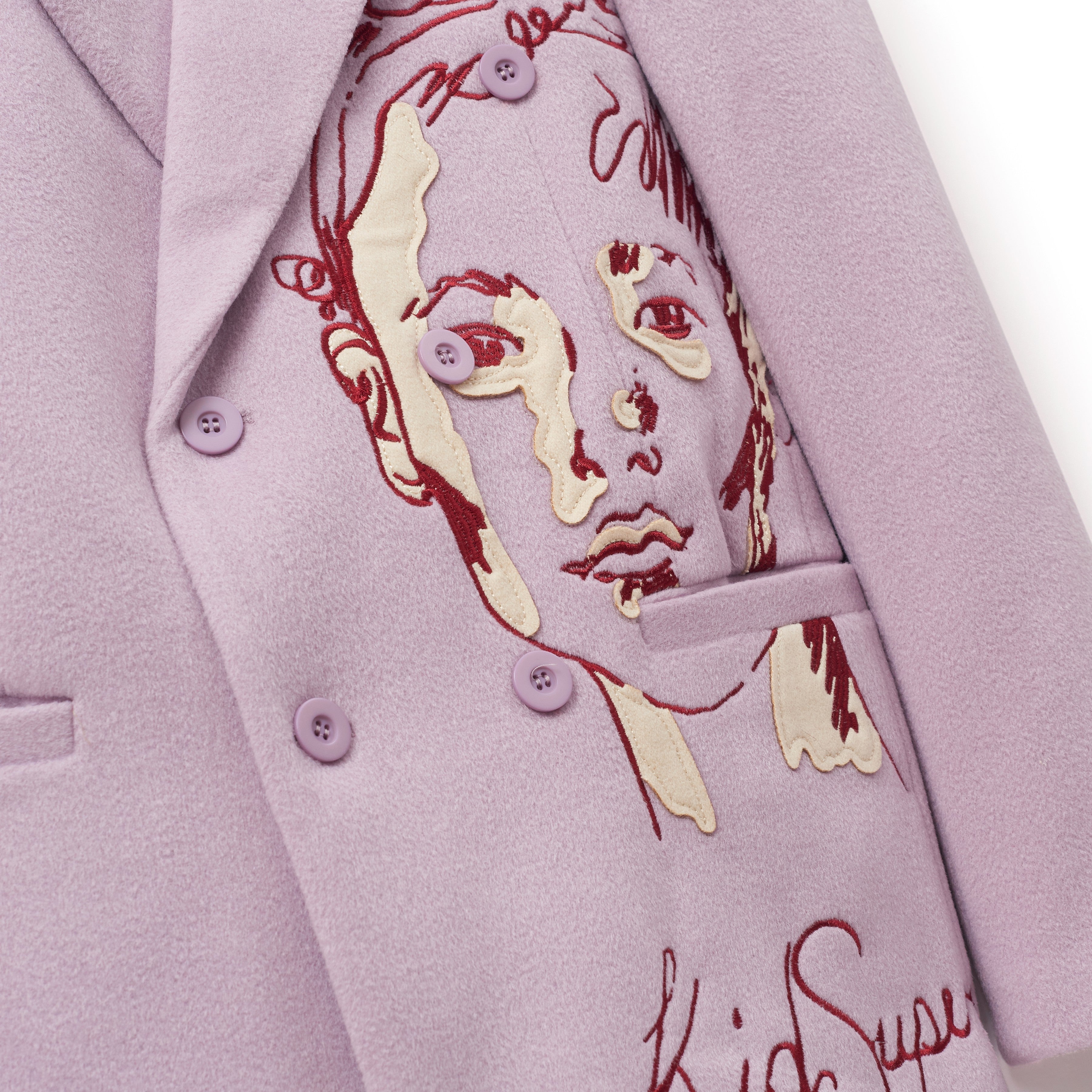 Embroidered Wool Suit Top [Lavender]