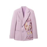 Embroidered Wool Suit Top [Lavender]