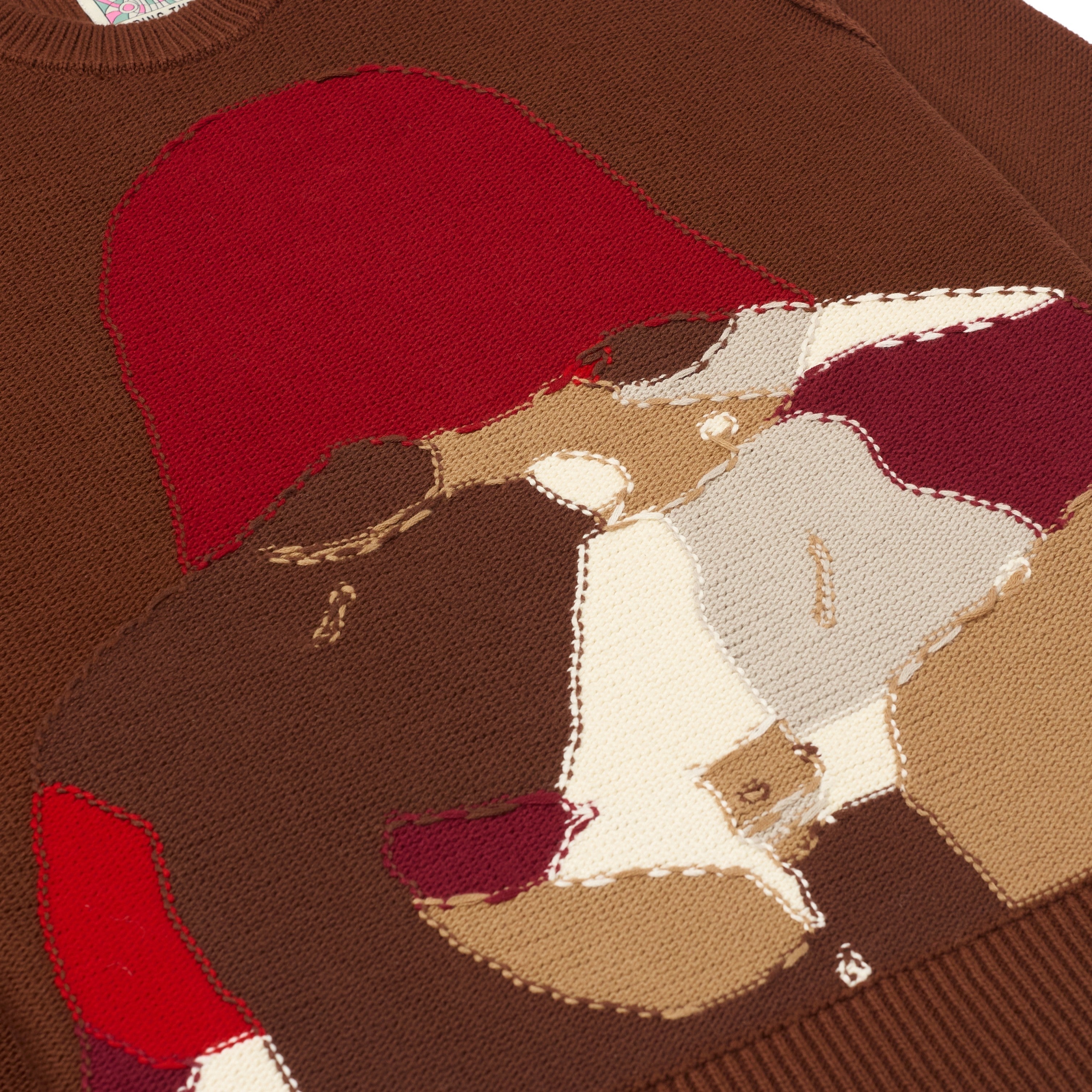 Reverse Intarsia Knit Figure Sweater [Brown]