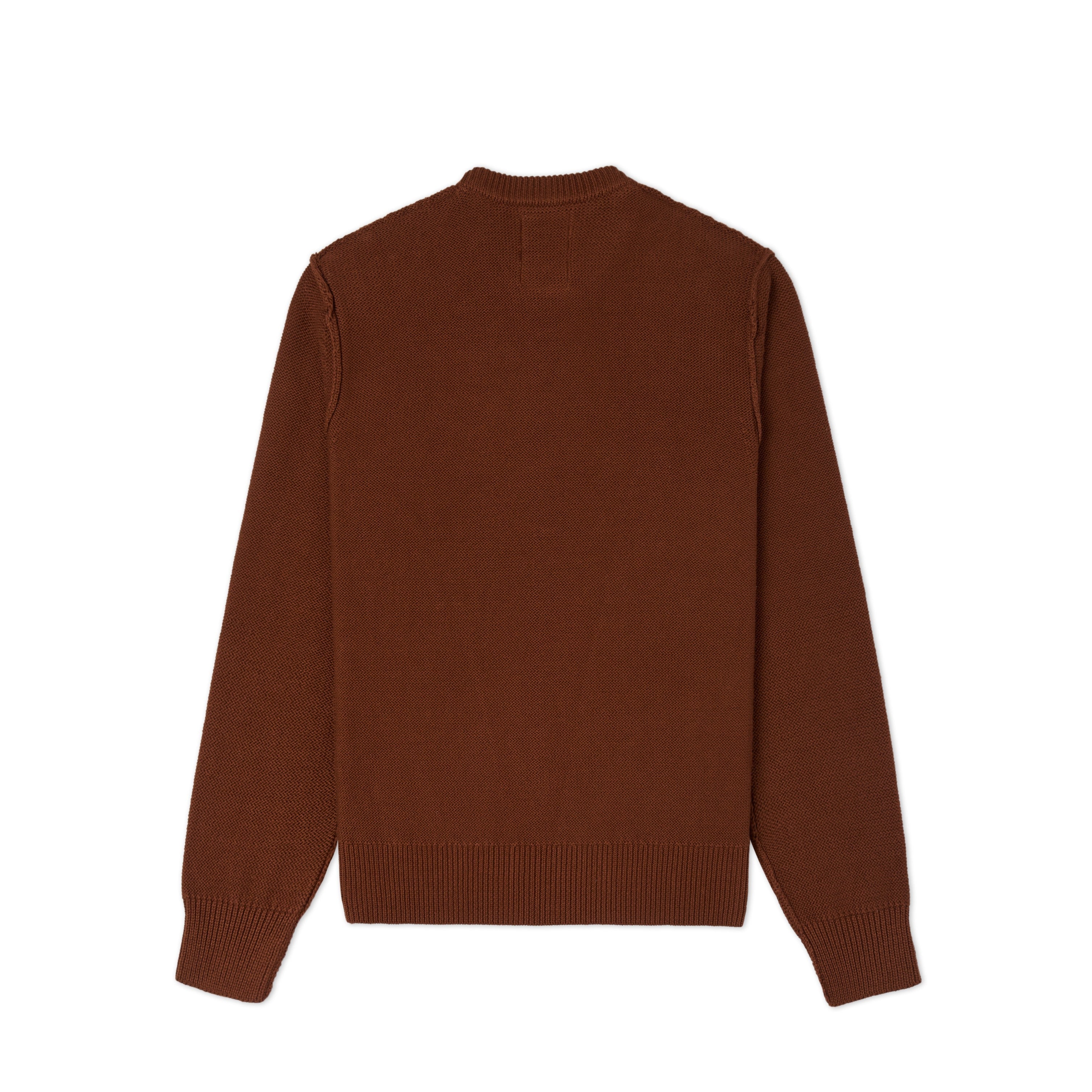 Reverse Intarsia Knit Figure Sweater [Brown]