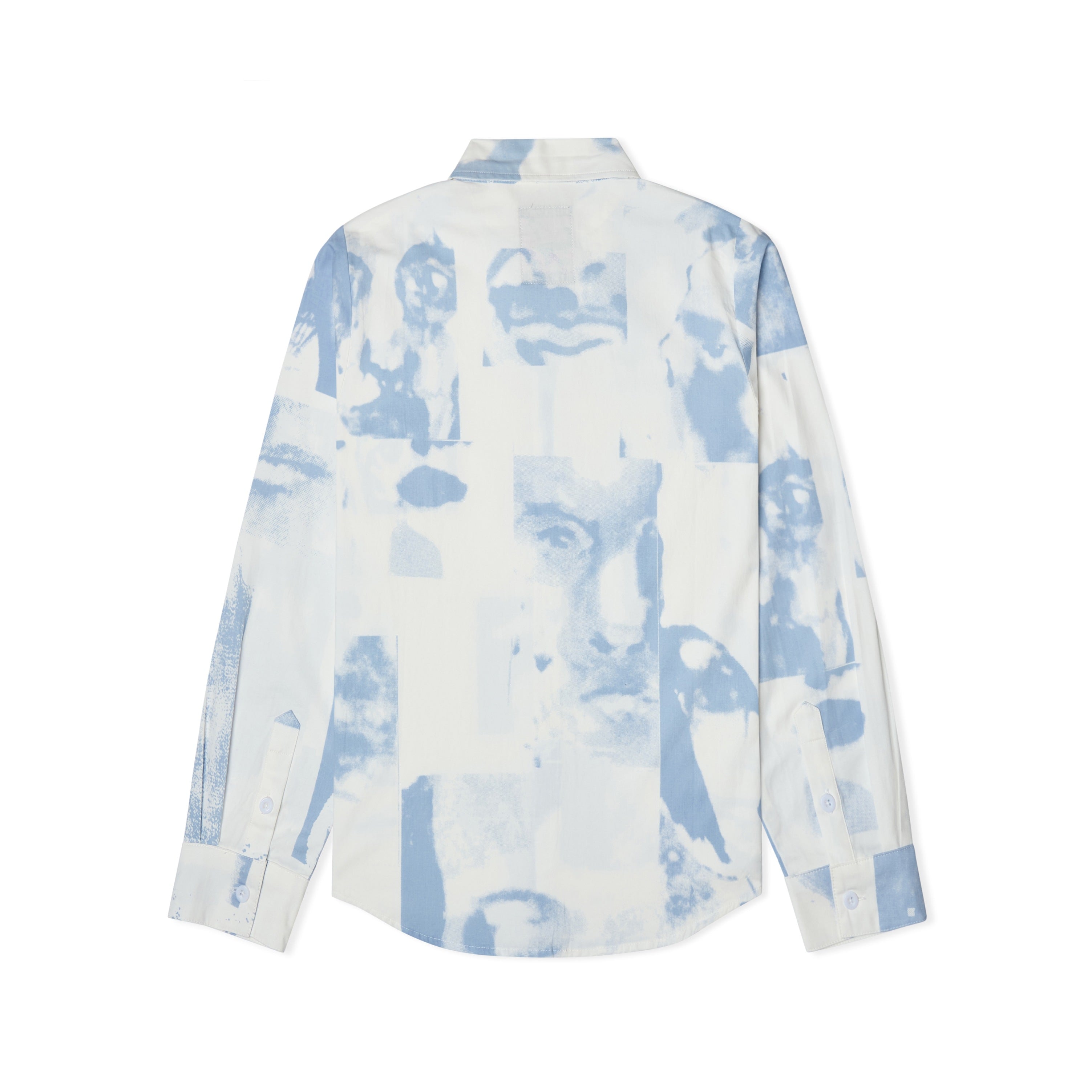 Collage Faces Button Up Shirt [White/ Blue]