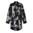 Collage Faces Button Up Long Shirt [Black/ White]