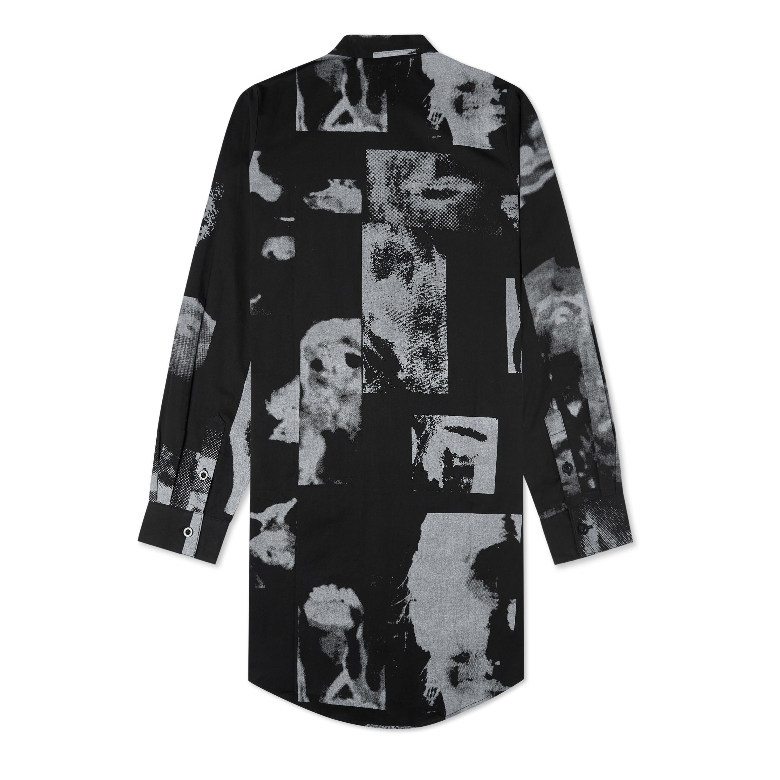 Collage Faces Button Up Long Shirt [Black/ White]