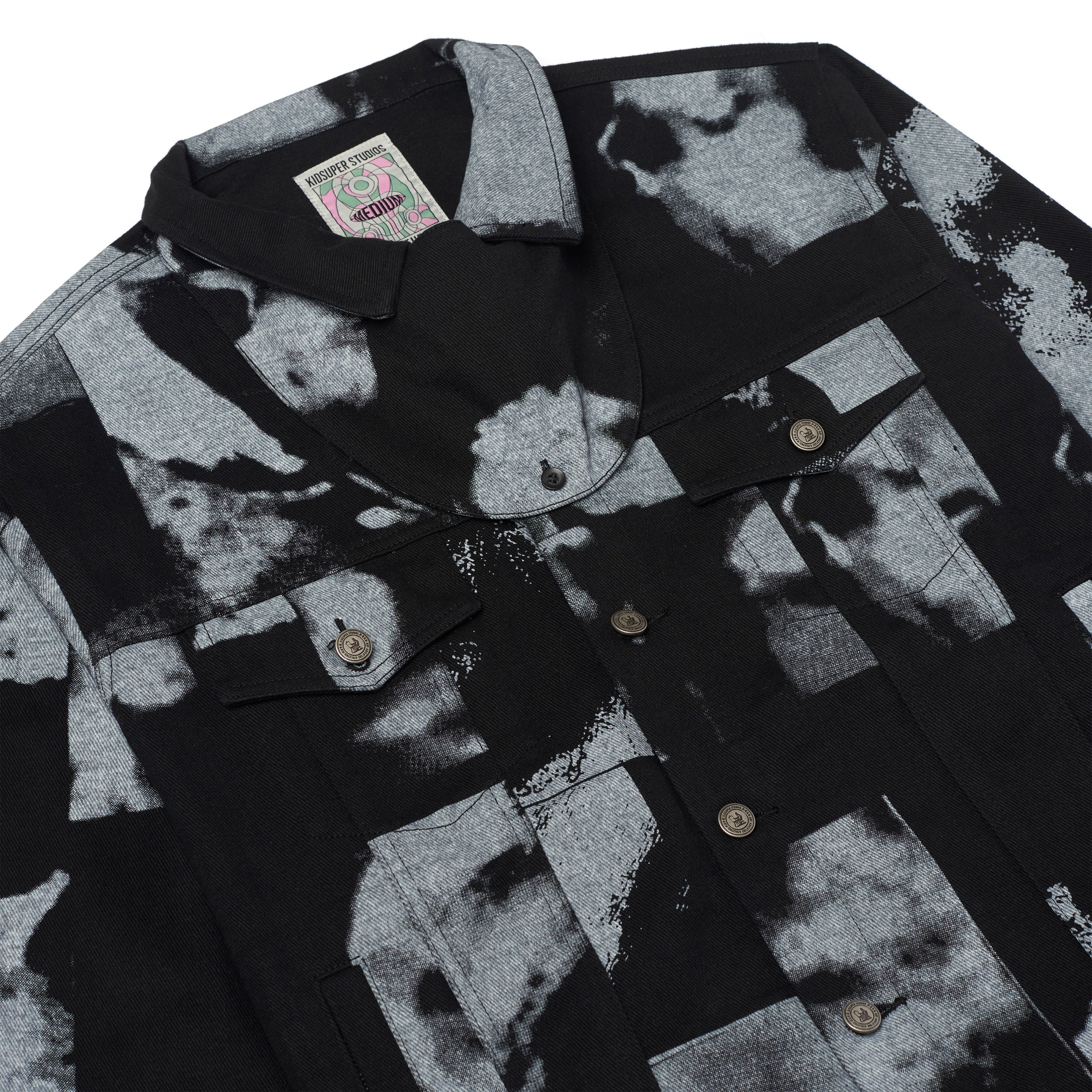 Collage Faces Denim Jacket [Black]