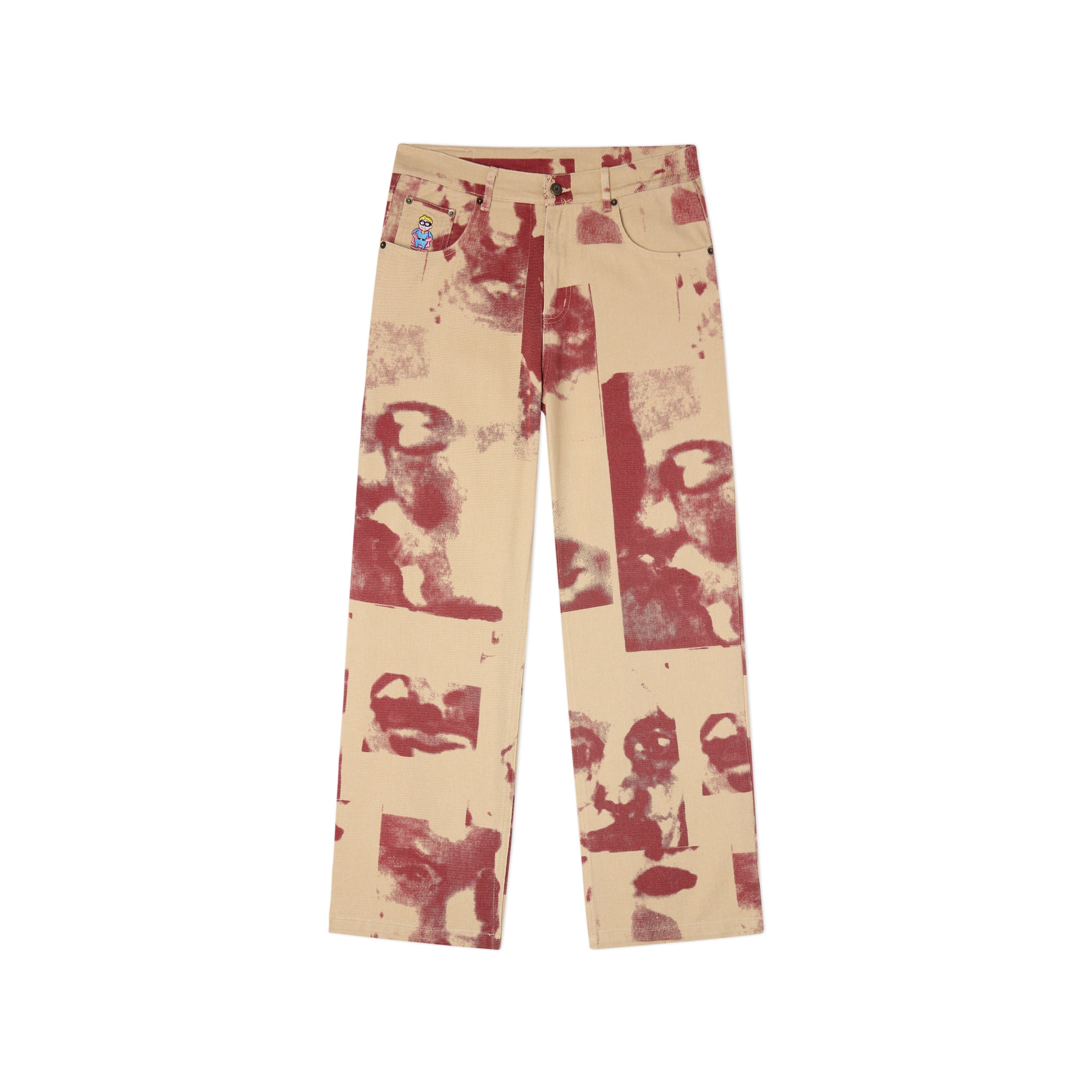 Collage Faces Twill Pants [Tan]