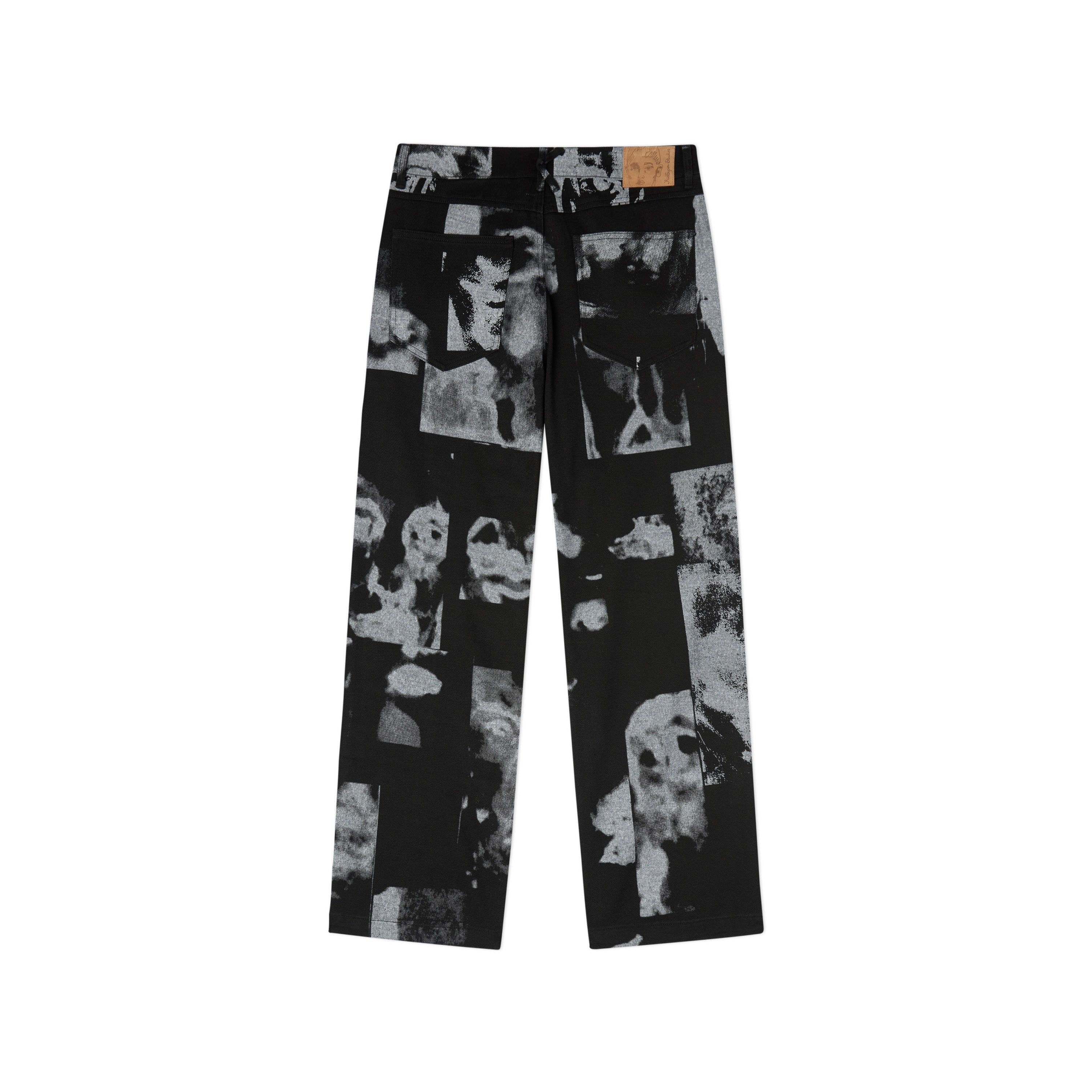 Collage Faces Twill Pants [Black]