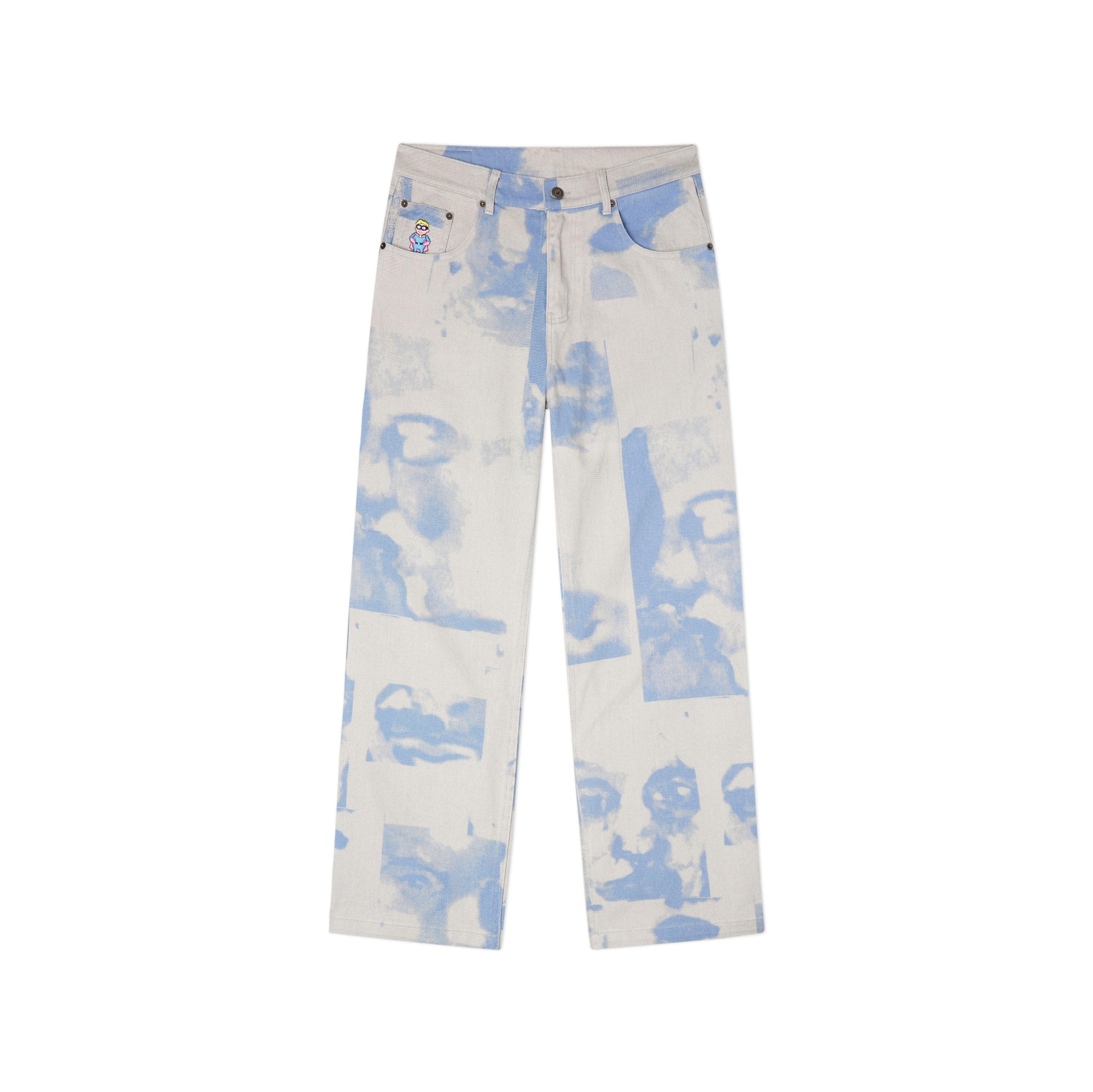 Collage Faces Twill Pants [Gray]