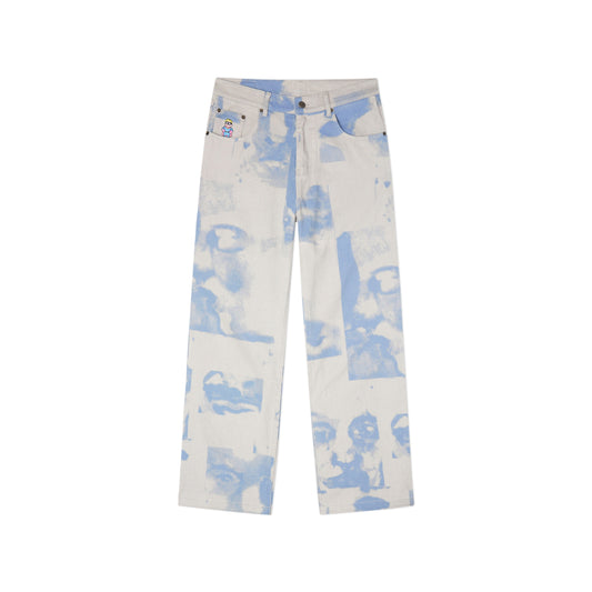 Collage Faces Twill Pants [Gray]