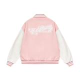 White Lace Floral Embroidered Baseball Jacket