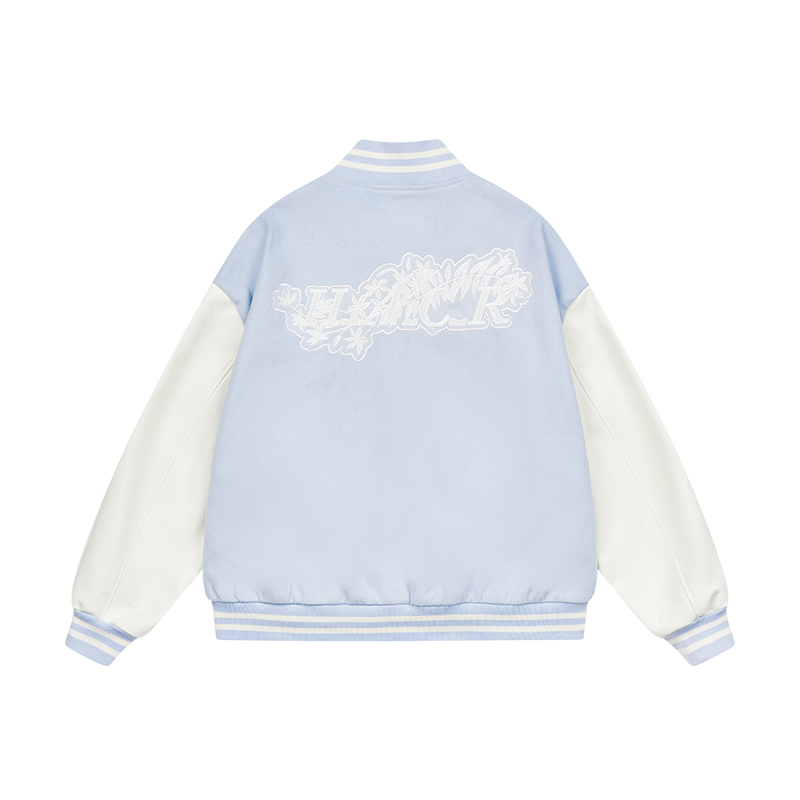 White Lace Floral Embroidered Baseball Jacket