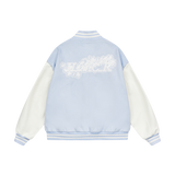 White Lace Floral Embroidered Baseball Jacket