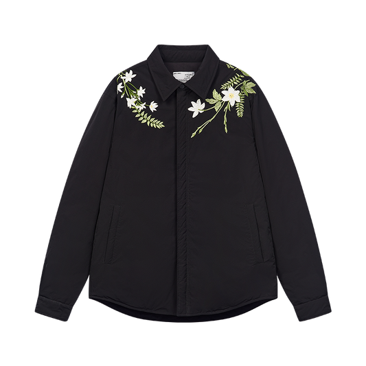 Minimalist Floral Embroidered Down Shirt