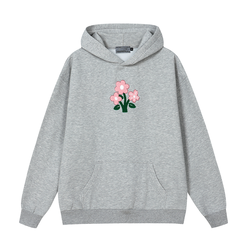 Floral Knit Hooded Pullover Sweater