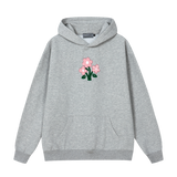 Floral Knit Hooded Pullover Sweater