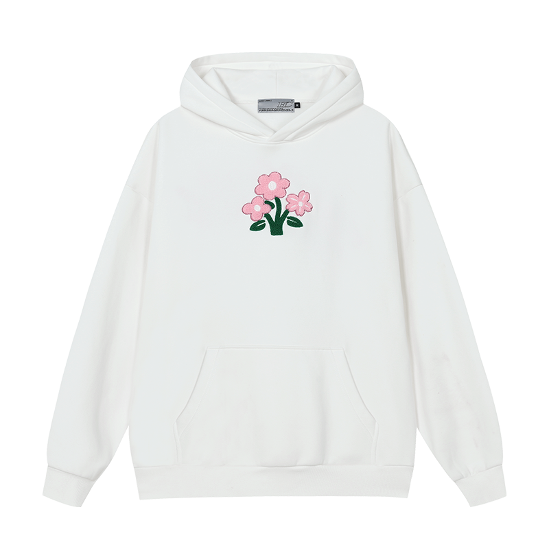 Floral Knit Hooded Pullover Sweater