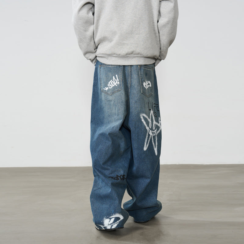 Spray Painted Baggy Denim