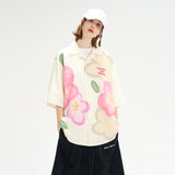 Handpainted Cartoon Flowers Printed Cuban Shirt