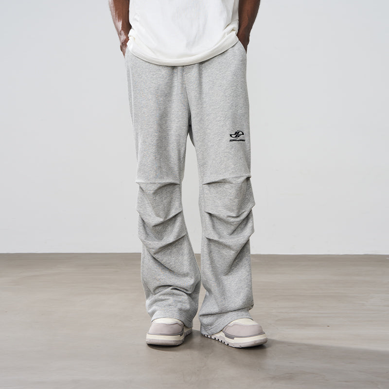 Embroidered Logo Folded Loose Sweatpants