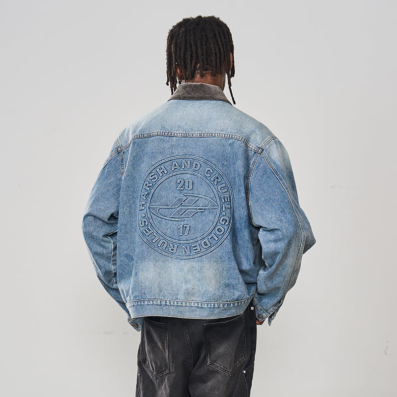 Embossed Logo Denim Jacket