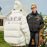 Floral Embroidery Zip HACR Down Jacket