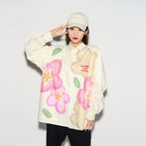 Handpainted Cartoon Flowers L/S Shirt