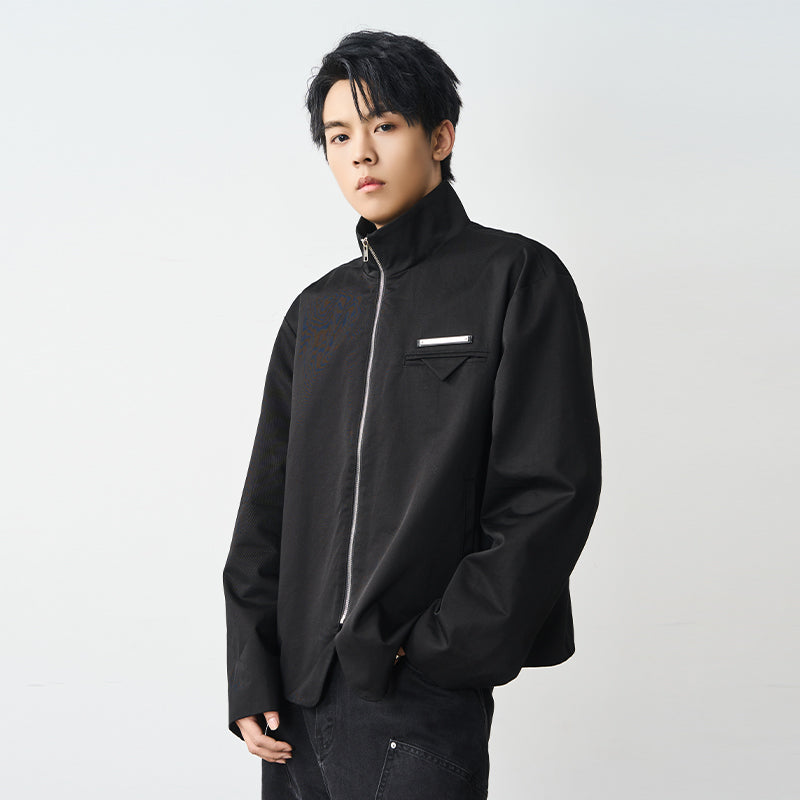 Stand Up Collar Twill Jacket