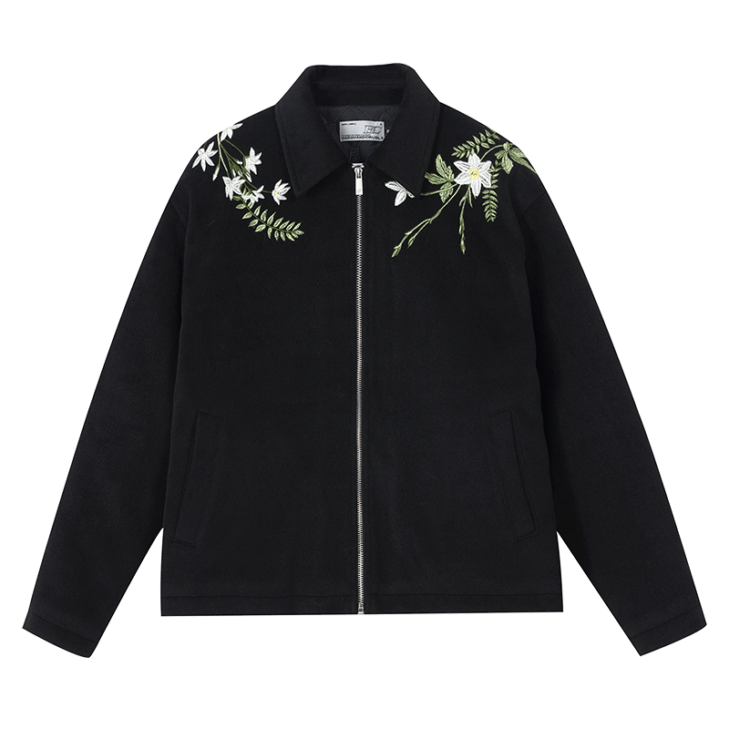 Floral Embroidered Wool Jacket