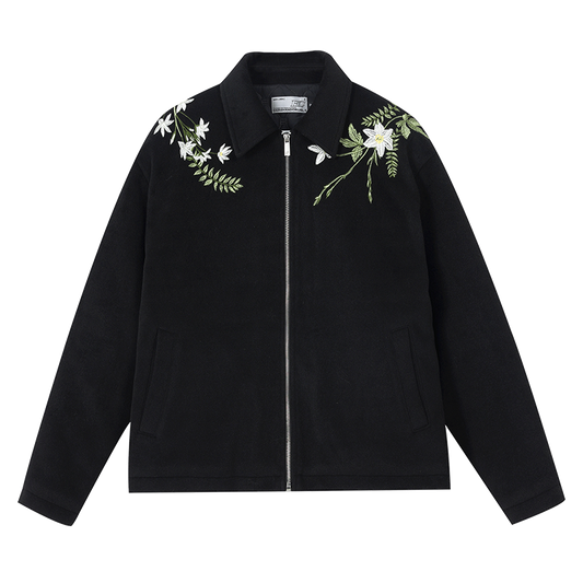 Floral Embroidered Wool Jacket