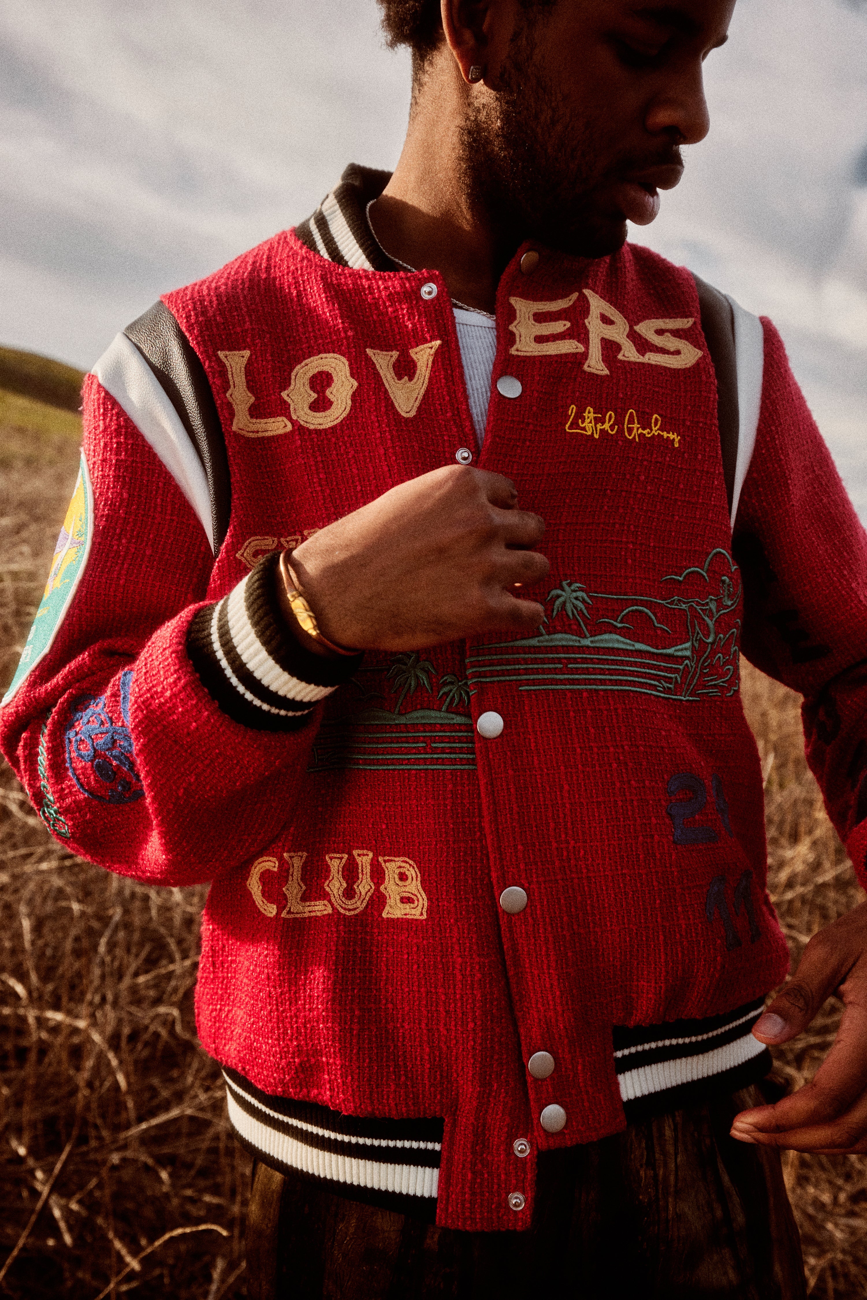 "Lovers" Surf Club Varsity Letterman Jacket (True Red)