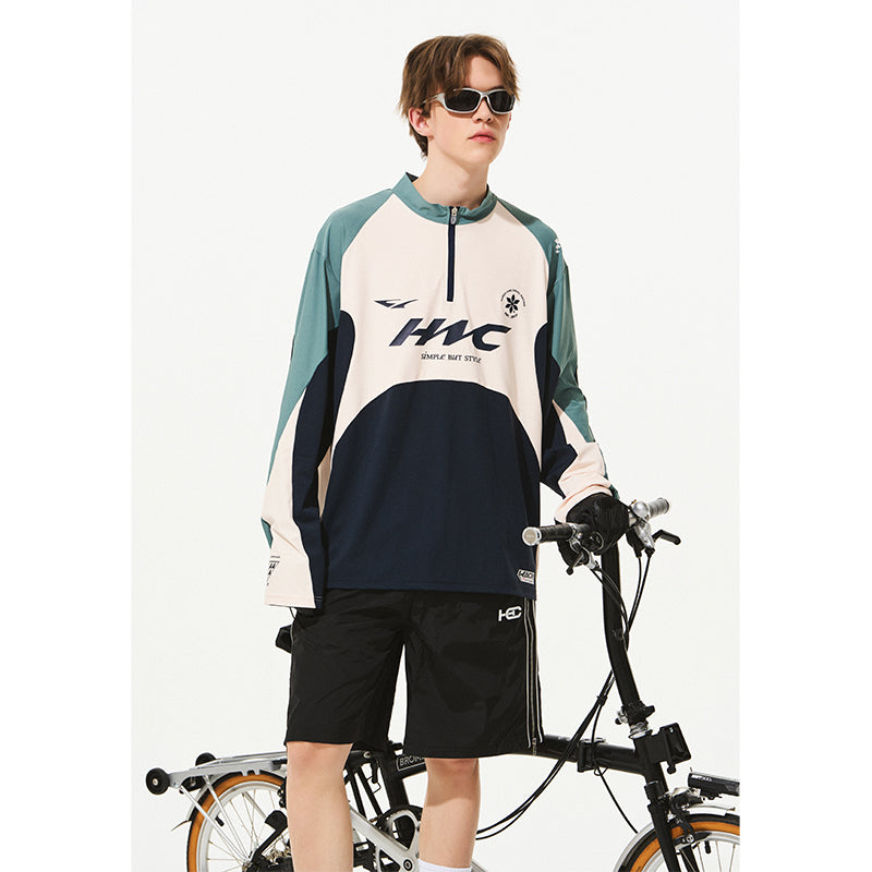 Cycling Colorblock Zipper Tee