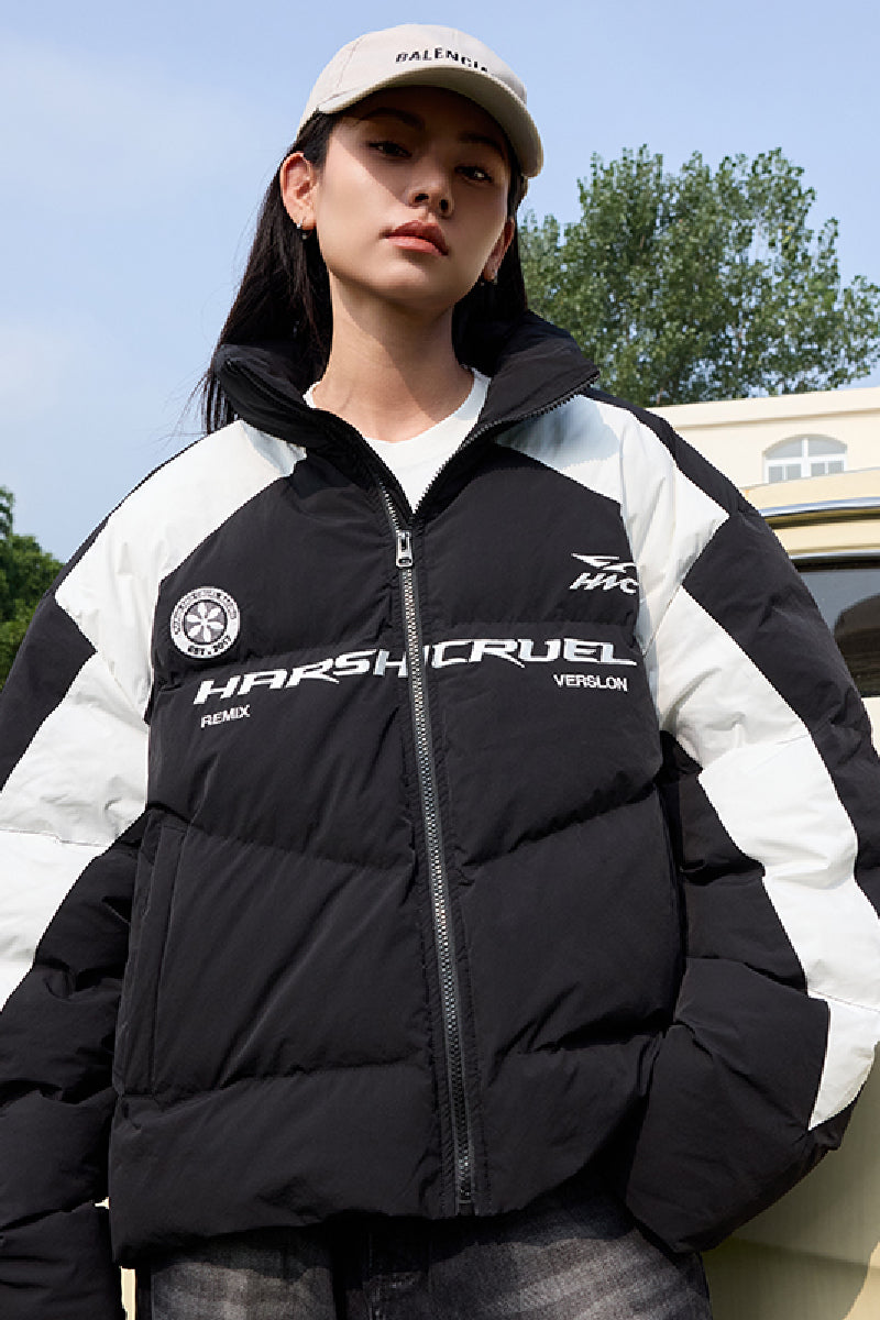 Streetwear Racing Colorblock Padded Jacket