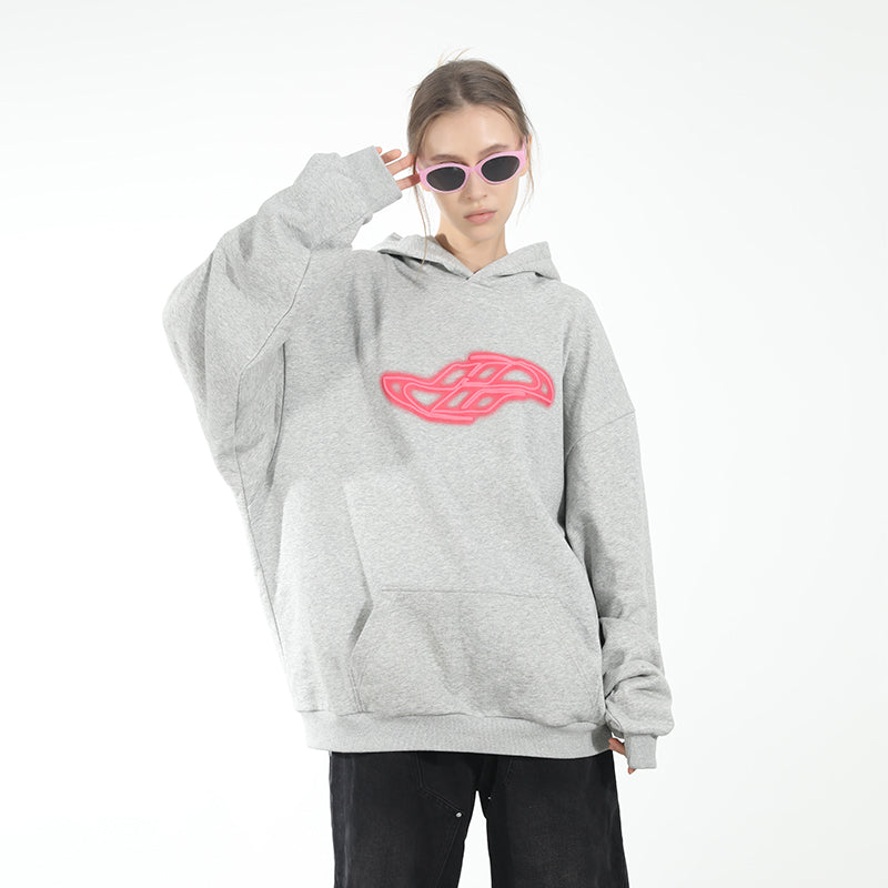 Dynamic Neon Logo Foam Print Hoodie