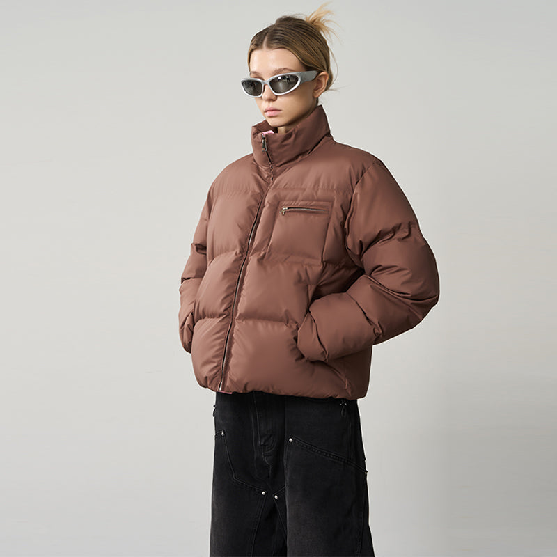 Contrast Zipper Padded Down Jacket