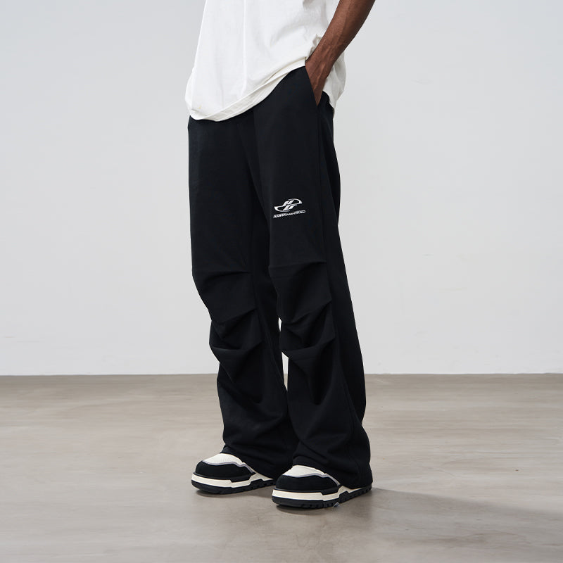 Embroidered Logo Folded Loose Sweatpants