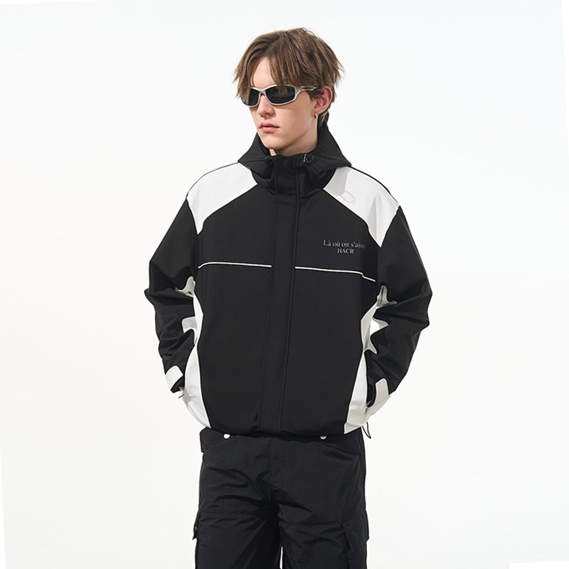 Waterproof Contrast Splicing Hooded Jacket