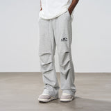 Embroidered Logo Folded Loose Sweatpants