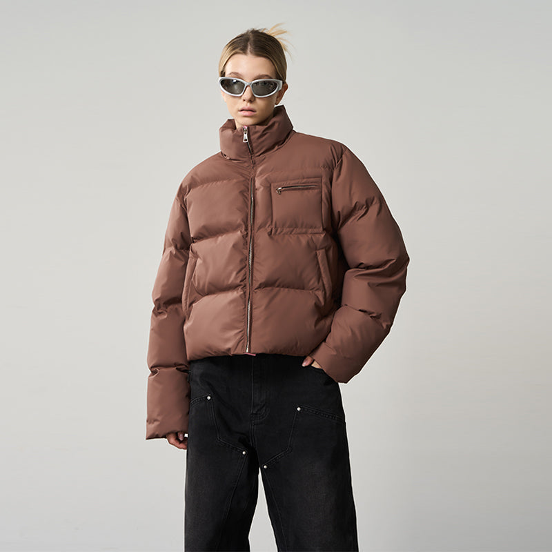 Contrast Zipper Padded Down Jacket