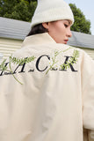 Floral Text Embroidered Bomber Jacket