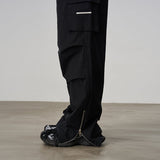 Zipper Pleated Cargo Trousers