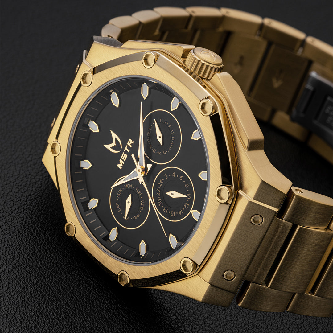 AM402SS - 41 MM BRUSHED 18K GOLD WATCH